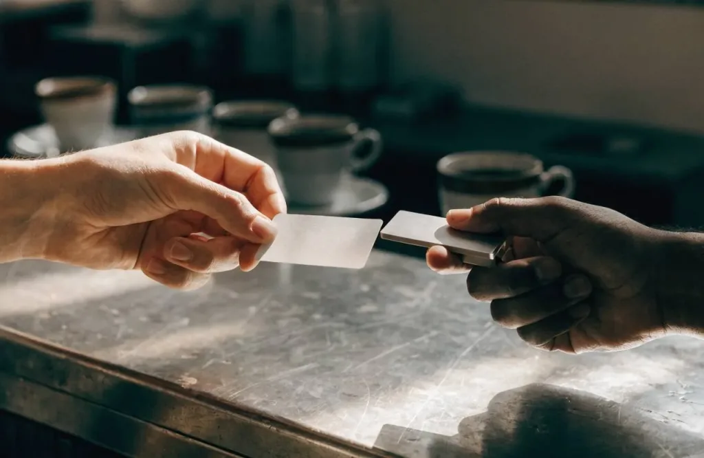 Pagando con tarjeta en la barra