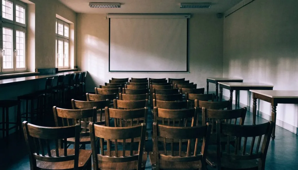 La sala montada para una charla